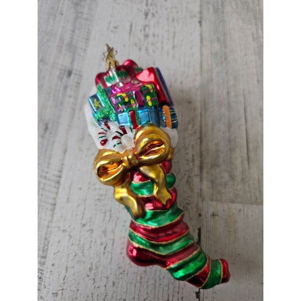 Radko loopy longstocking stocking presents RARE ornament true candy cane vintage